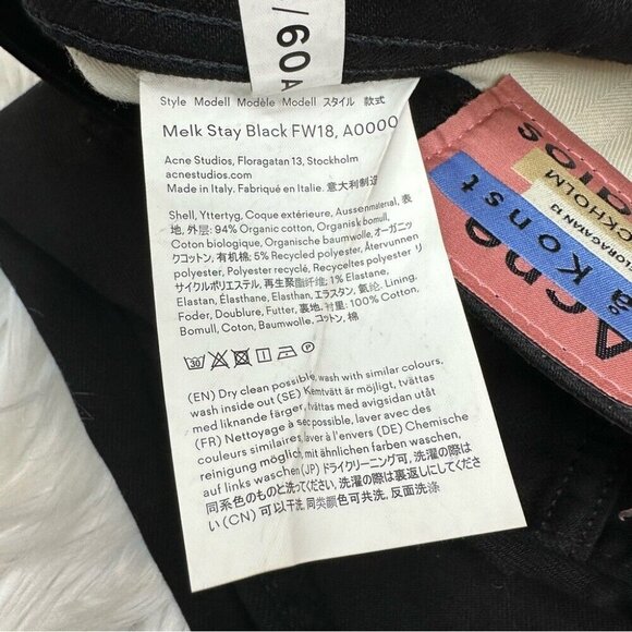 Acne Studios Women’s Black Melk Stay Mid-Rise Skinny Leg Minimalist Jean W26/L27 - Picture 6 of 11